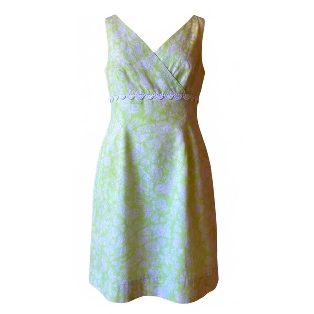 Vintage Lilly Pulitzer Seashell Print Babydoll Dress White Label Under Sea Sz 4